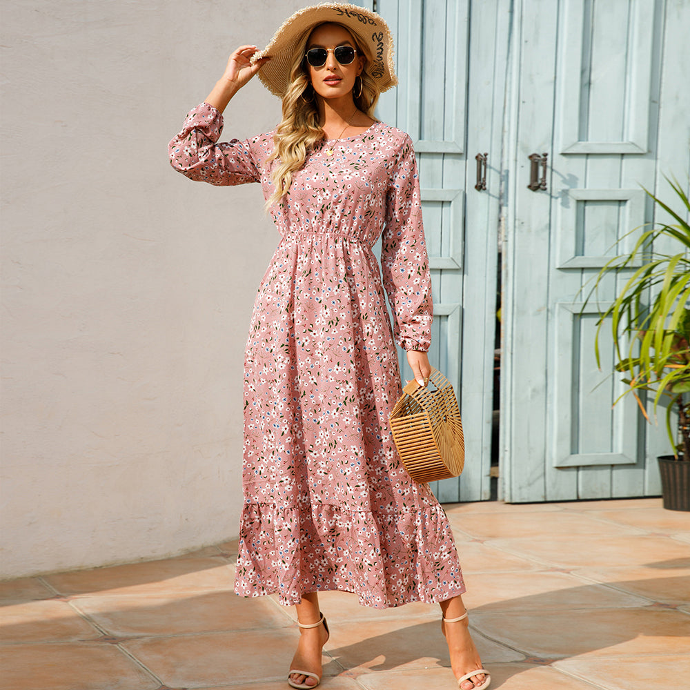 Chiffon maxi dress with floral print for women
