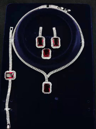 Bridal jewelry set with zircon stones for women