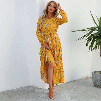 Chiffon maxi dress with floral print for women