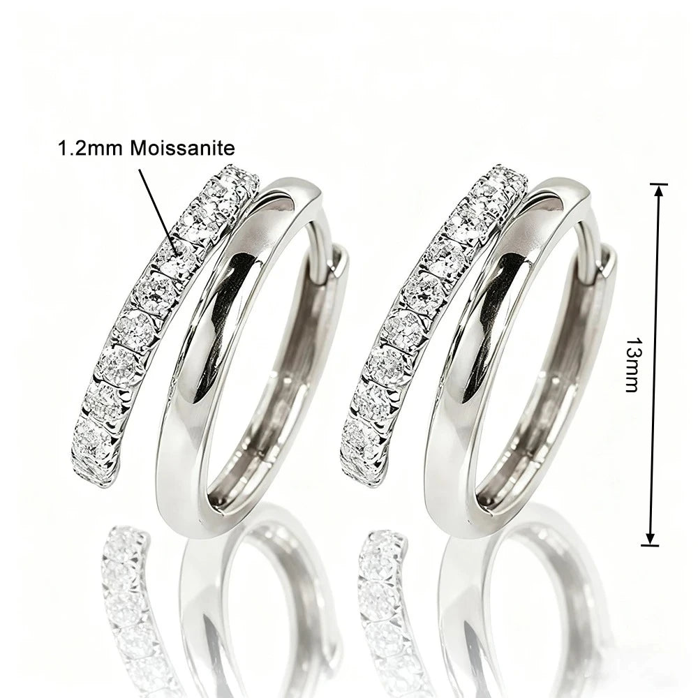 Moissanite double hoop earrings, 18K gold-plated, for women – ARIANA