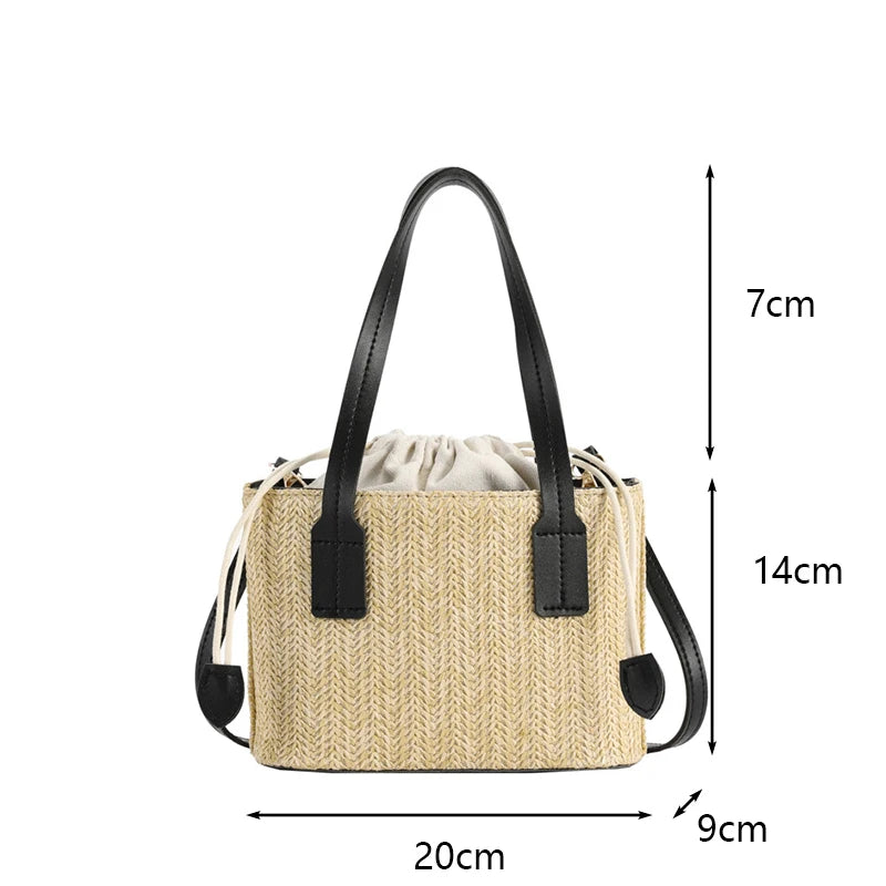 Woven straw bucket bag for women – ARIANA