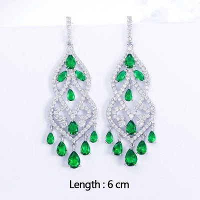 Green crystal drop earrings for women – ARIANA