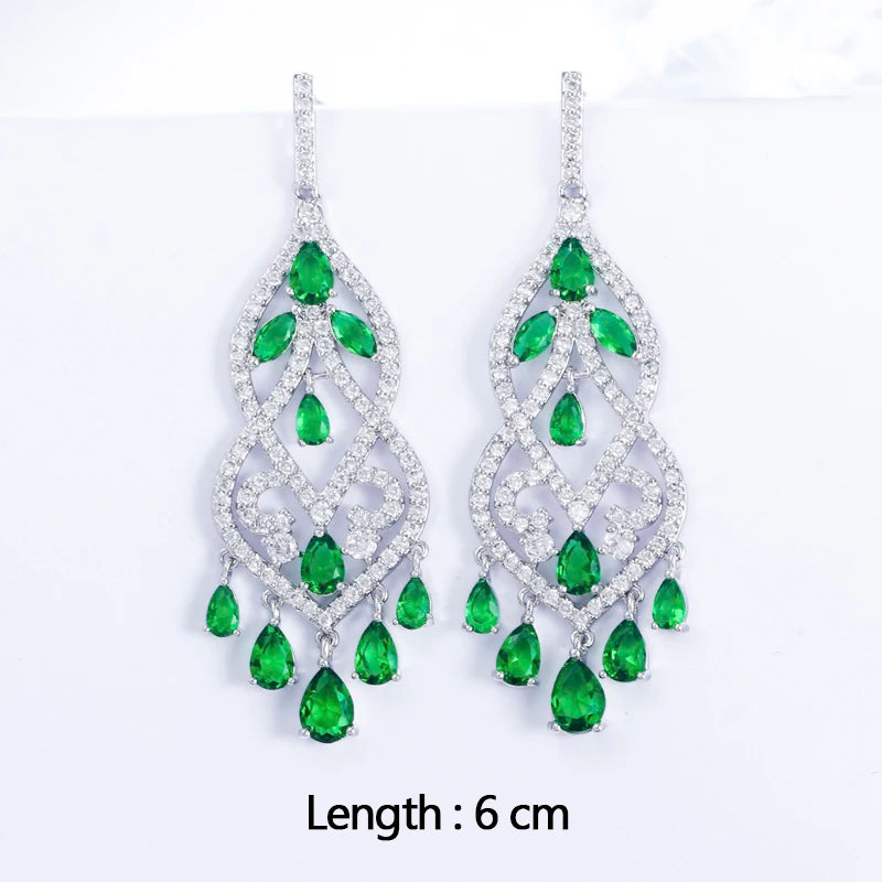 Green crystal drop earrings for women – ARIANA