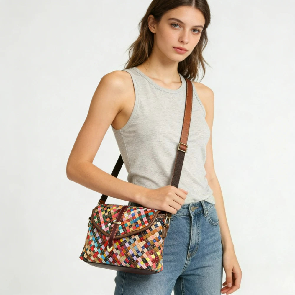Crossbody bag, handwoven, bohemian style, for women