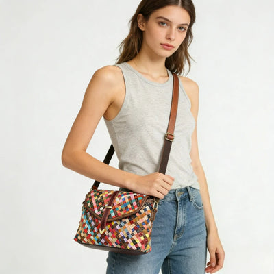 Crossbody bag, handwoven, bohemian style, for women