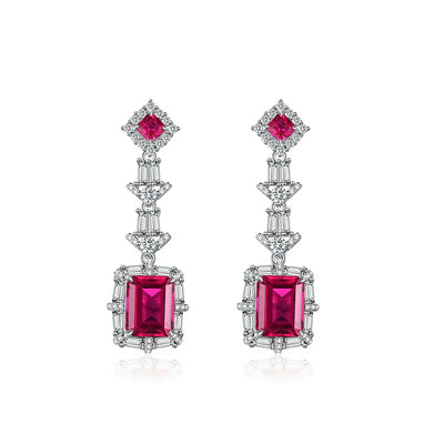 S925 silver drop earrings with garnet for women