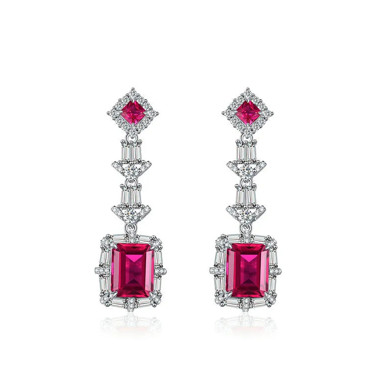 S925 silver drop earrings with garnet for women