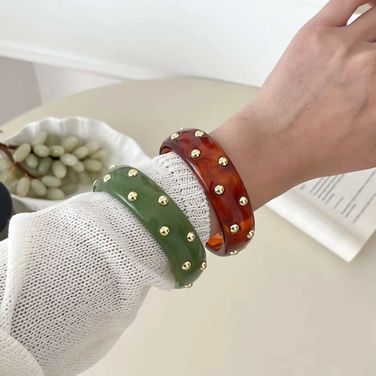 Beaded statement bangle for women