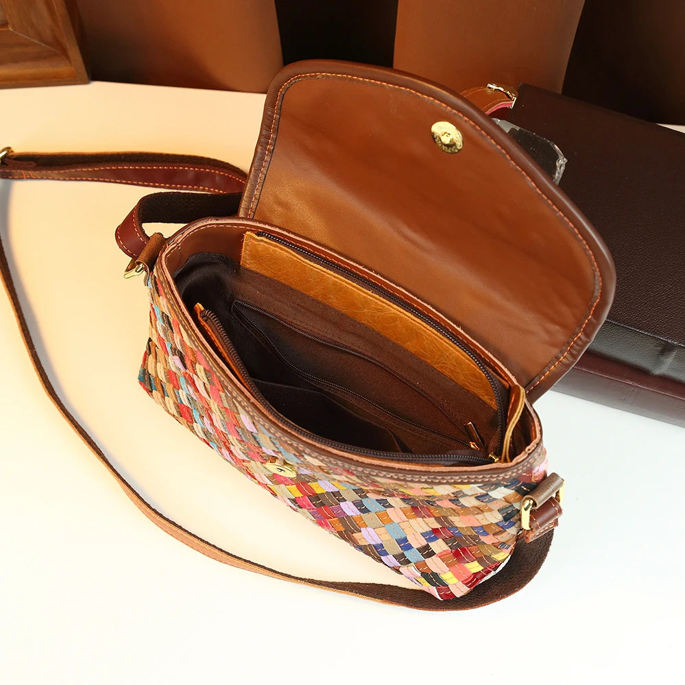 Crossbody bag, handwoven, bohemian style, for women