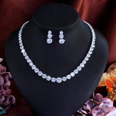 Crystal tennis necklace and earring set for women – ARIANA