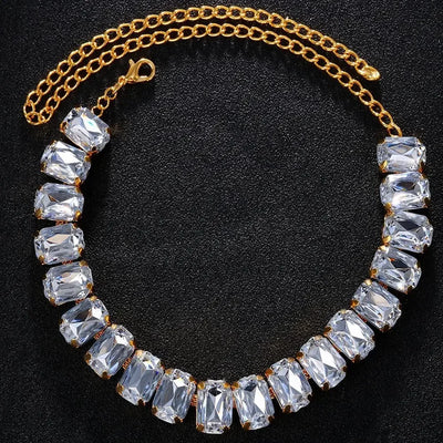 Crystal clavicle chain necklace, 18K gold-plated, for women – ARIANA