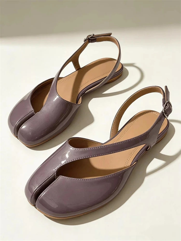 Split-toe patent leather flats for women – ARIANA