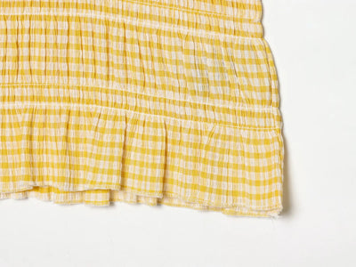 Tank top with plaid print and pleats for women