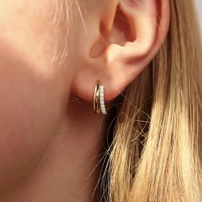 18K gold-plated hoop earrings with moissanite for women