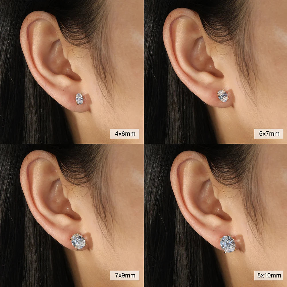 Oval moissanite stud earrings in 925 silver for women – ARIANA