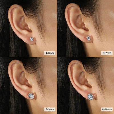Oval moissanite stud earrings in 925 silver for women – ARIANA