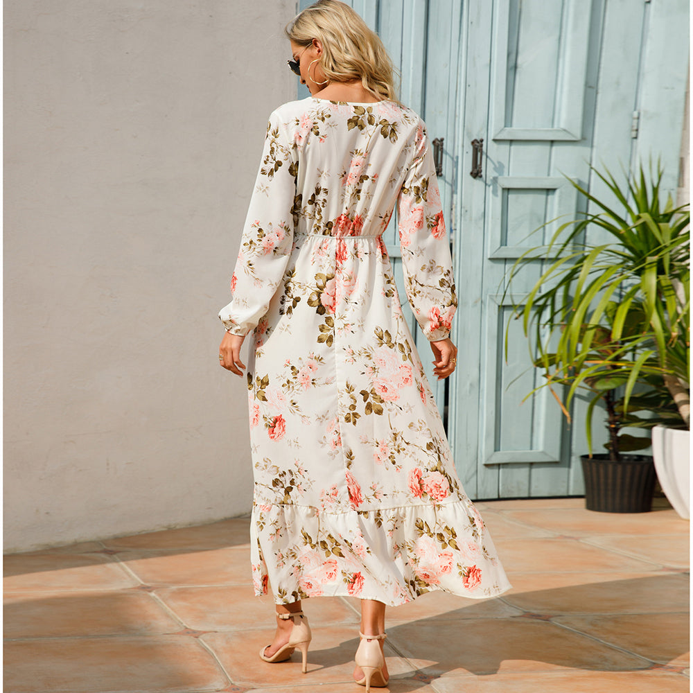 Bohemian floral maxi dress in chiffon for women – ARIANA