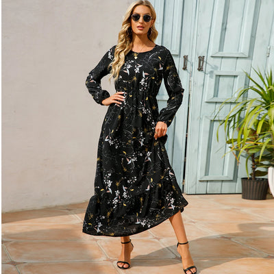 Chiffon maxi dress with floral print for women