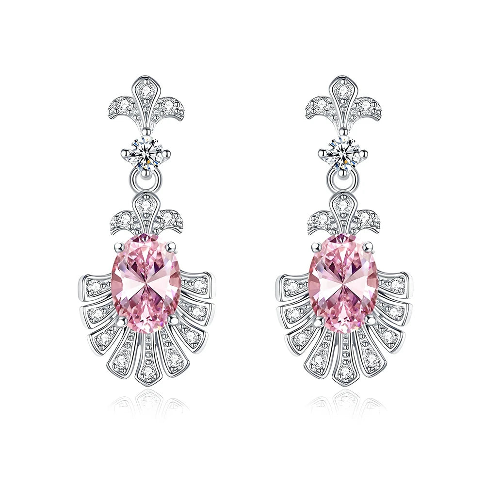S925 silver stud earrings with diamond-simulant stones for women