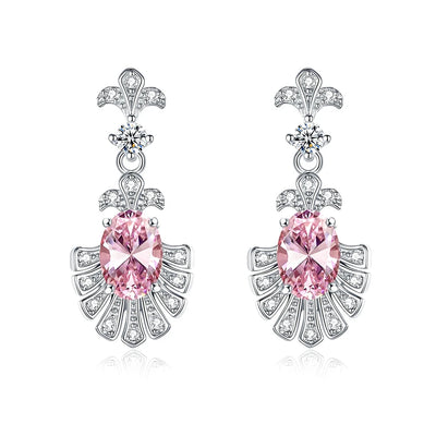 S925 silver stud earrings with diamond-simulant stones for women