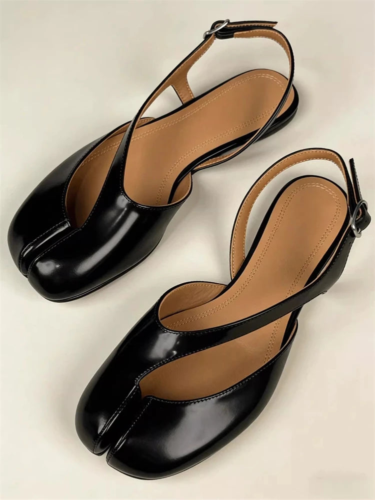 Split-toe patent leather flats for women – ARIANA