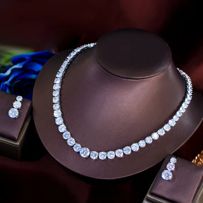 Tennis-style jewelry set with cubic zirconia for women