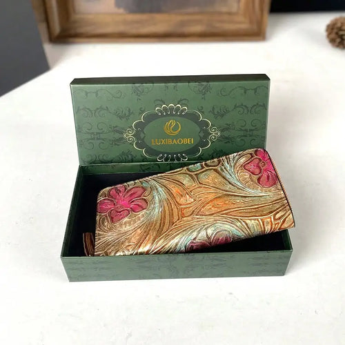 Carved zip-around long wallet for women – ARIANA