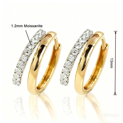 18K gold-plated hoop earrings with moissanite for women