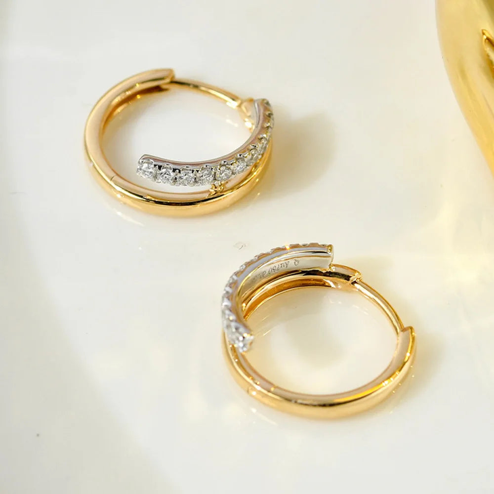 Moissanite double hoop earrings, 18K gold-plated, for women – ARIANA