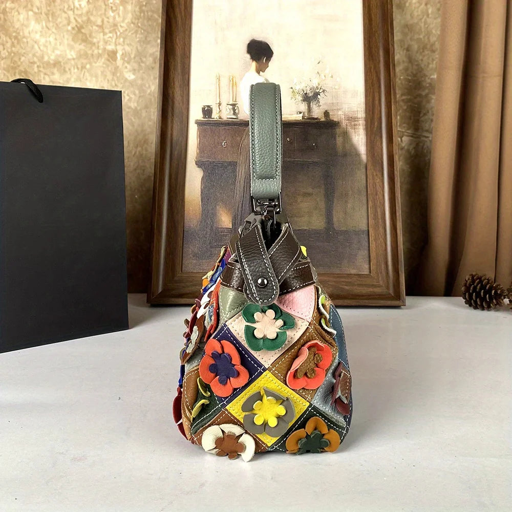 Floral cowhide leather handbag for women – ARIANA