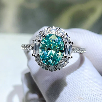 Paraiba-green moissanite ring in 925 silver for women – ARIANA