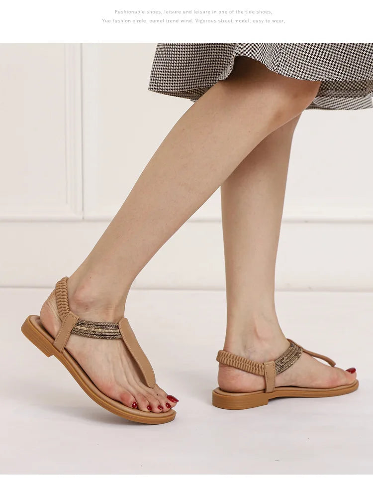 Huarache-style flat sandals, woven, for women