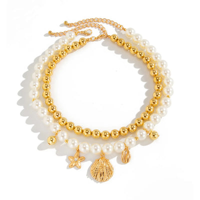 Layered faux-pearl pendant necklace for women – ARIANA