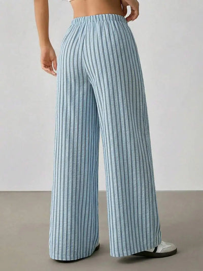 Striped drawstring wide-leg pants for women – ARIANA