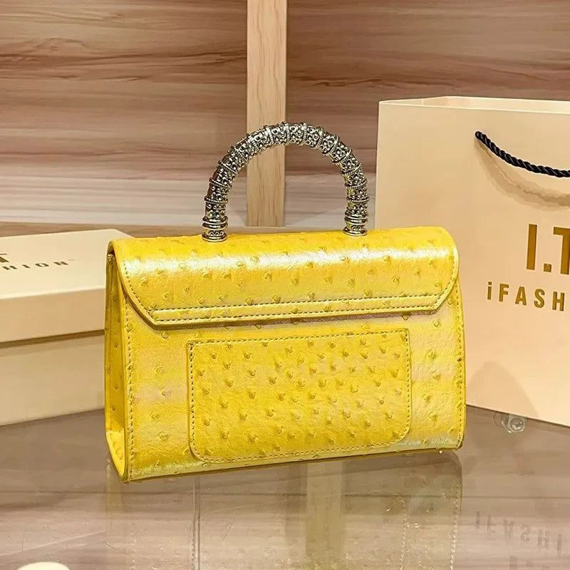 Crossbody bag with ostrich print for women