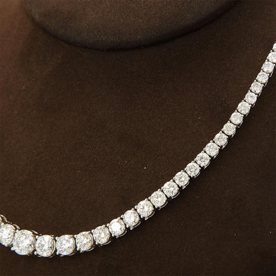 Tennis-style choker necklace with moissanite for women