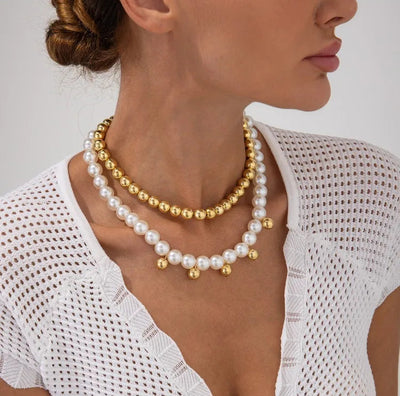 Layered faux-pearl pendant necklace for women – ARIANA