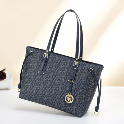 Drawstring tote bag with monogram print for women
