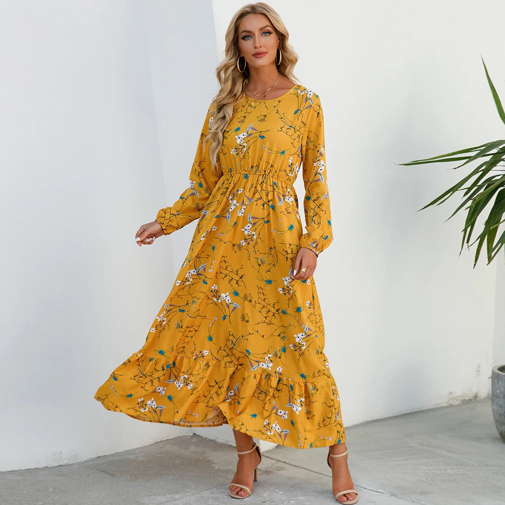 Bohemian floral maxi dress in chiffon for women – ARIANA