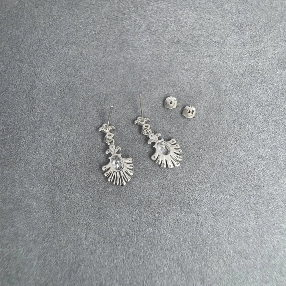 S925 silver stud earrings with diamond-simulant stones for women