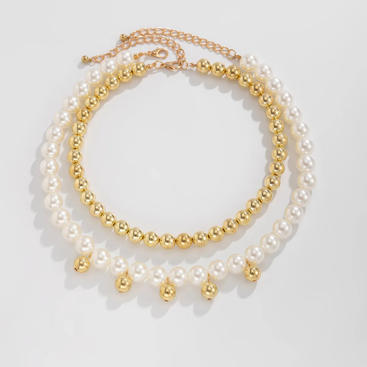 Faux-pearl pendant necklace, double layer, for women