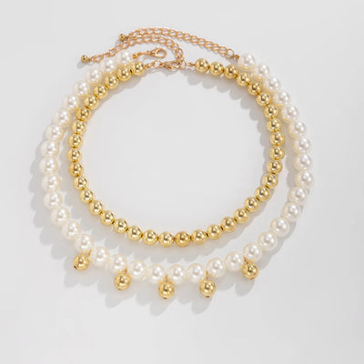 Faux-pearl pendant necklace, double layer, for women