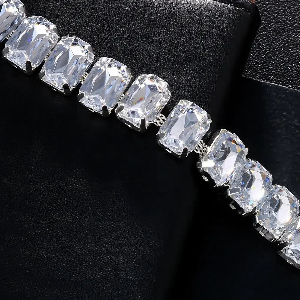 18K gold-plated crystal chain necklace for women