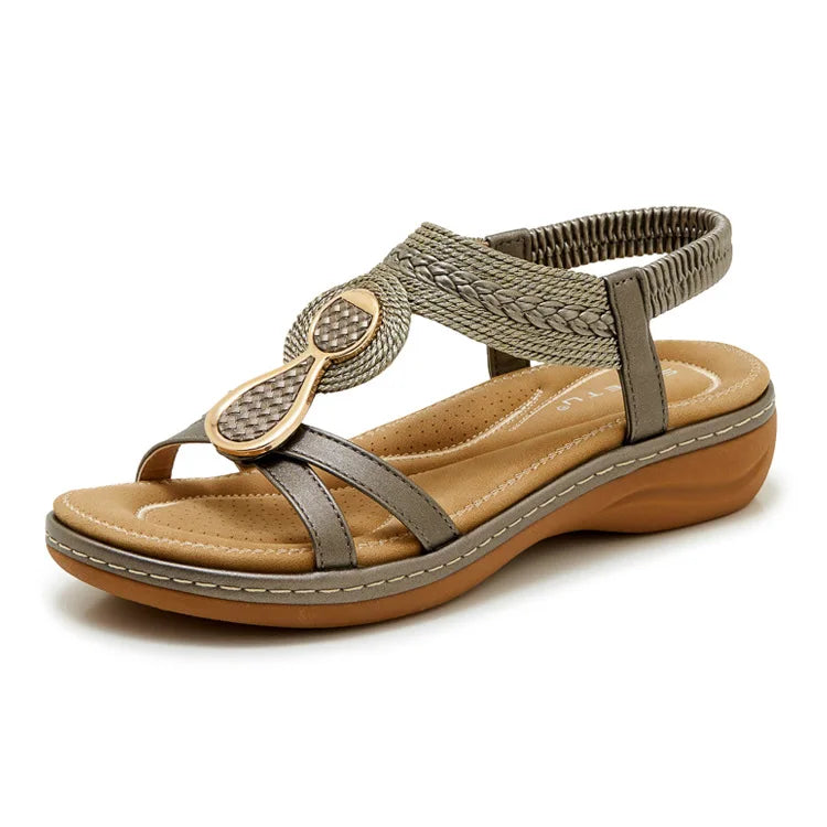 Slope heel sandals with bohemian style for women