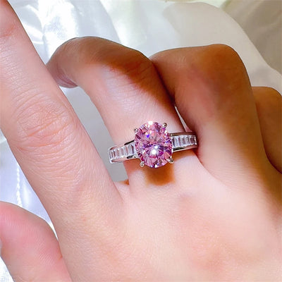 Pink moissanite engagement ring in 925 silver for women – ARIANA