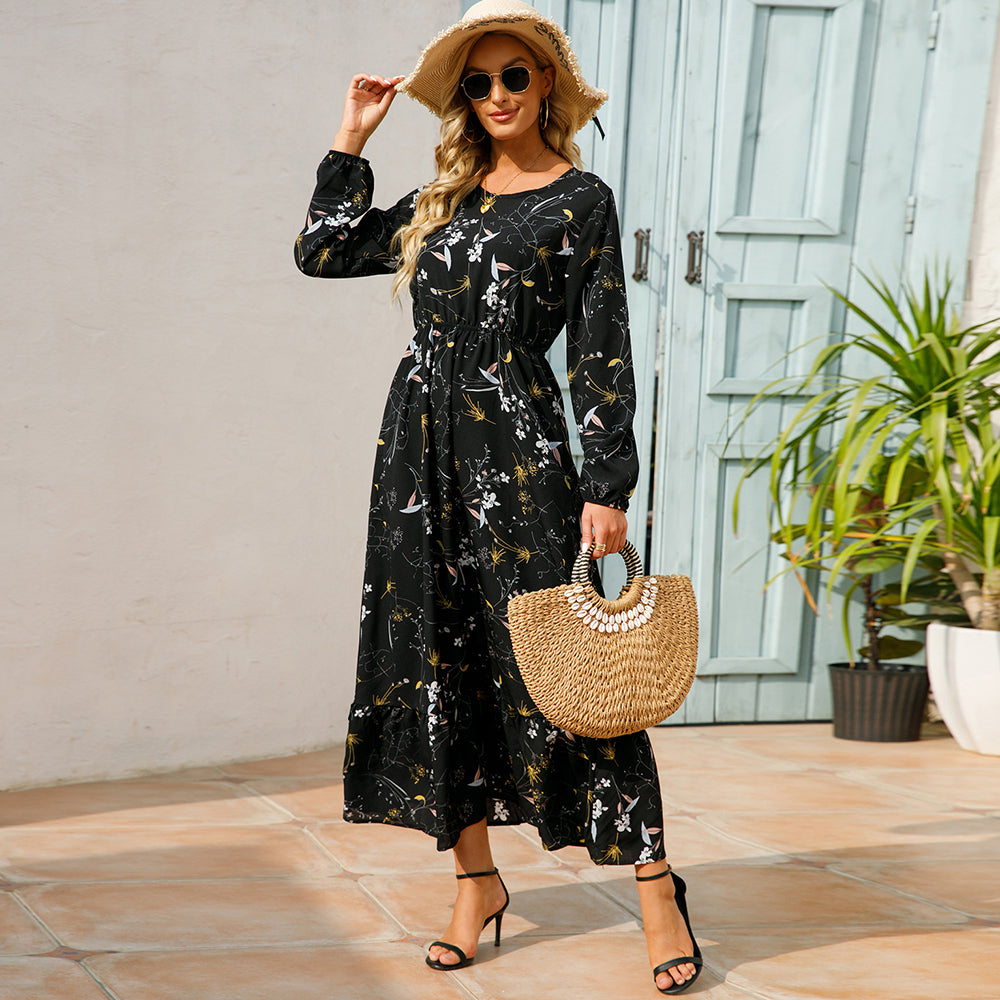Chiffon maxi dress with floral print for women