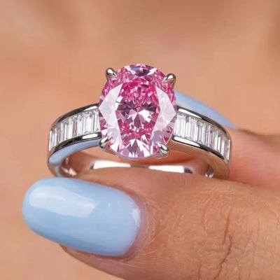 Pink moissanite engagement ring in 925 silver for women – ARIANA