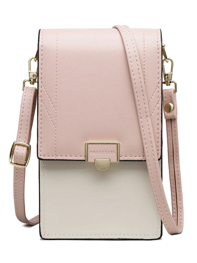 Phone shoulder bag with buckle closure for women