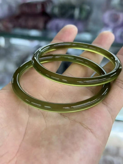 Green chalcedony jade bangle for women – ARIANA
