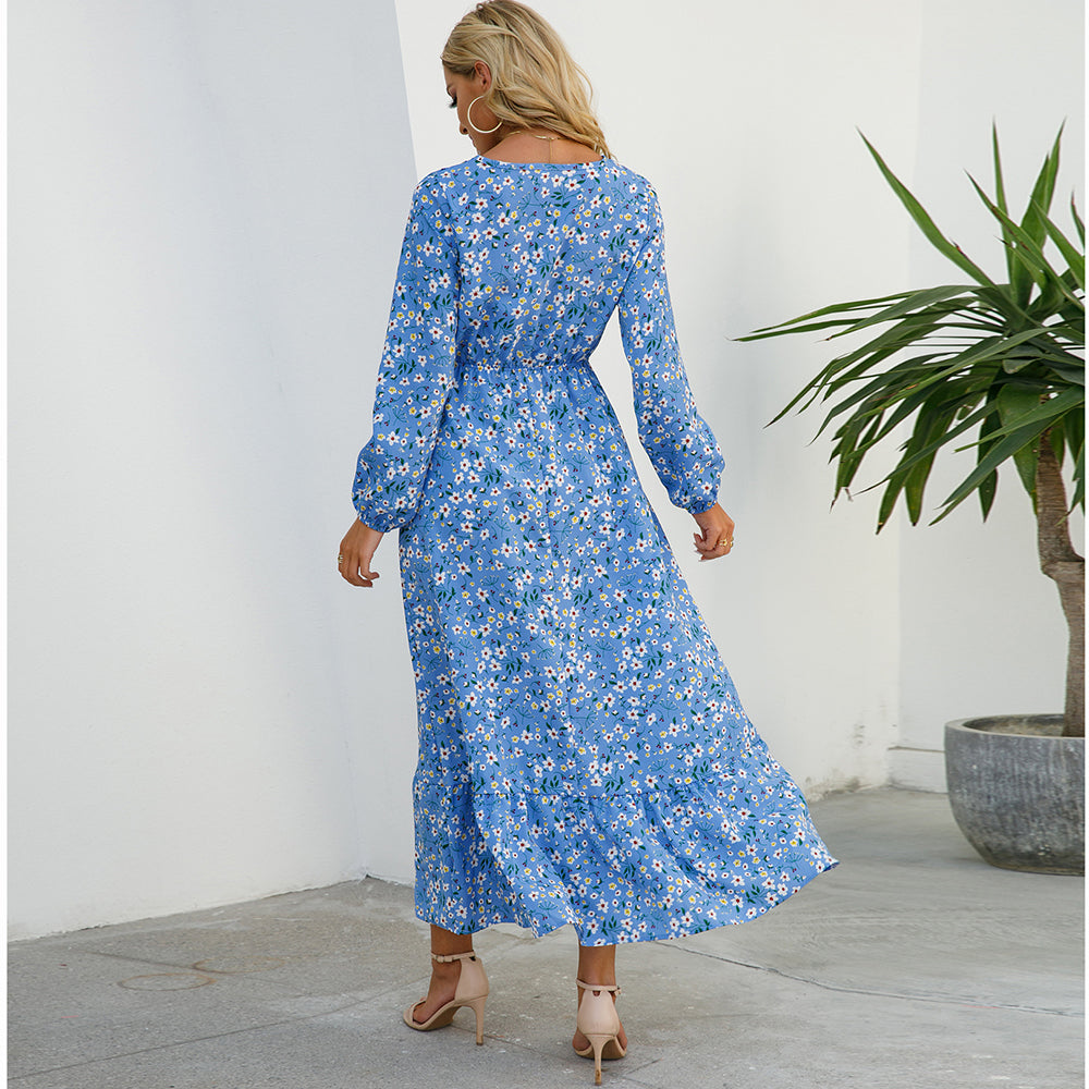 Chiffon maxi dress with floral print for women